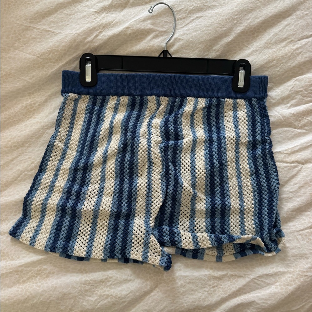 SOLID & STRIPED Navy and Cream Knit Shorts